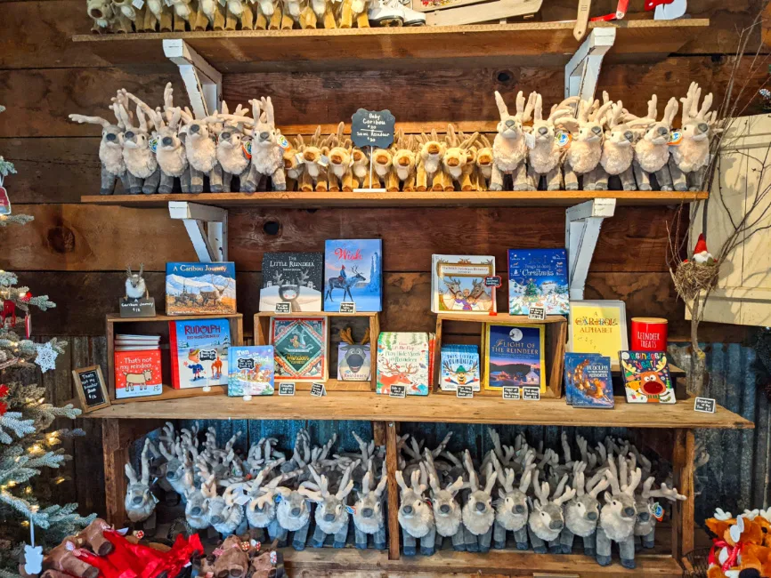 Reindeer Stuffed Animals in gift shop at Reindeer Farm Leavenworth Washington 1