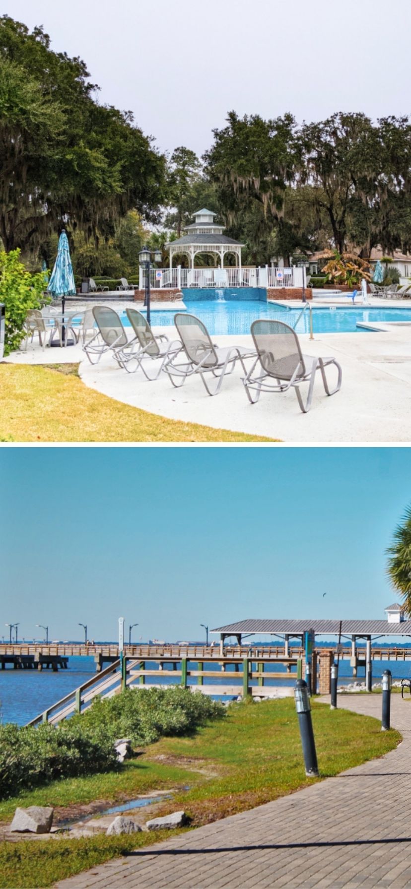 Relaxing Pool and Waterfront Promenade on St Simons Island