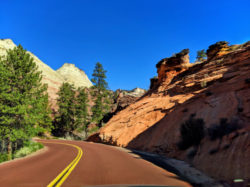 Road into Checkerboard Mesa Eastern side Zion National Park Utah 1