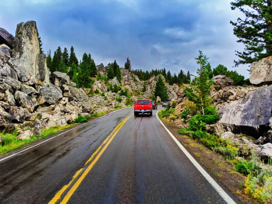 Road into Mammoth Hot Springs Yellowstone National Park 2