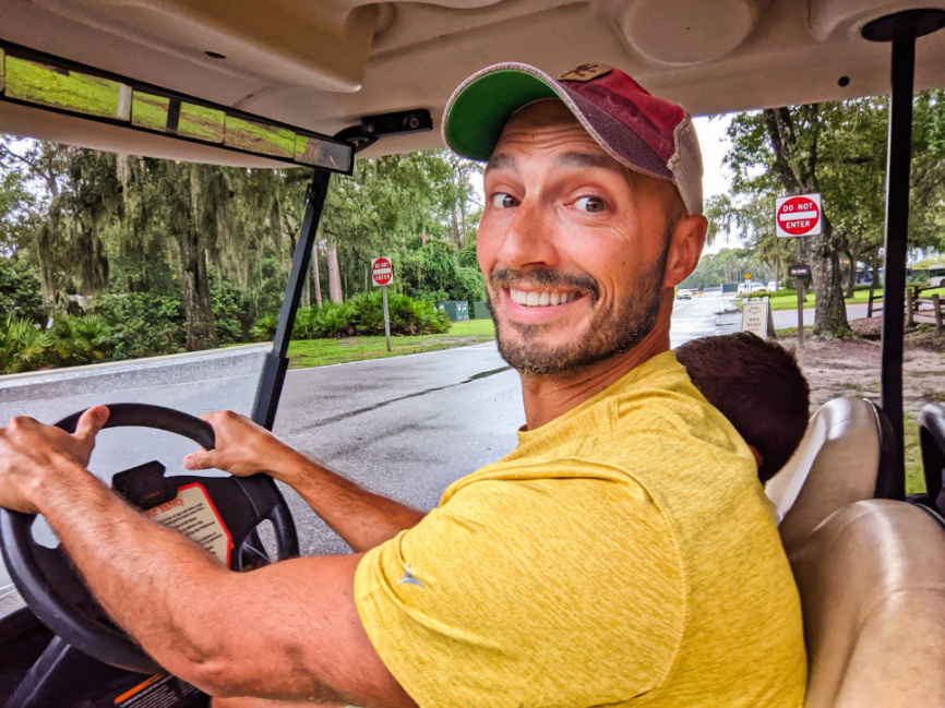 Rob Taylor Driving Golf Cart at Fort Wilderness Resort and Campground Disney World Orlando 2