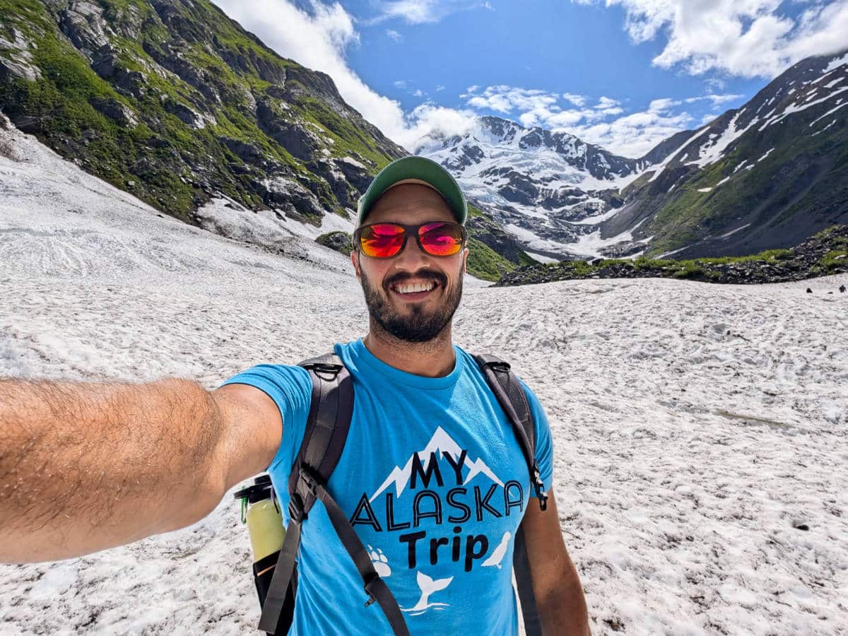 Rob Taylor Hiking at Byron Glacier in Portage Girdwood Alaska