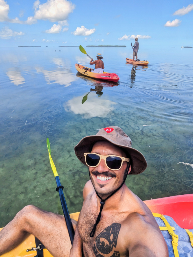 Rob Taylor Kayaking in grassy flats with Key West Eco Tours at Key West National Wildlife Refuge Florida Keys 1