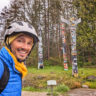 Rob Taylor Riding Bikes to First Nations Totem Poles at Stanley Park Vancouver BC 1