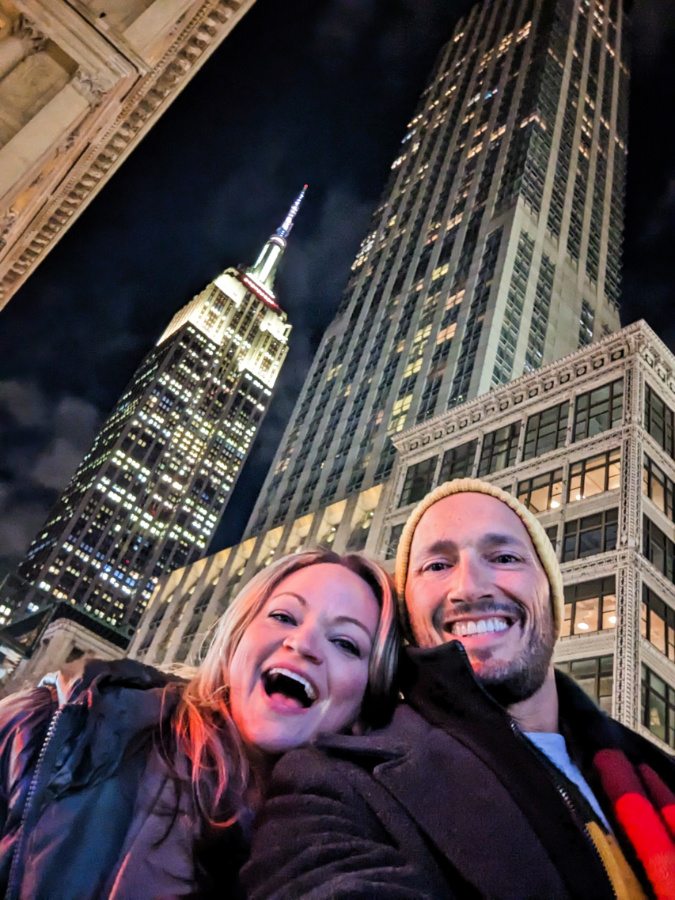 Rob Taylor and Angie Orth in NYC with Empire State Building 1
