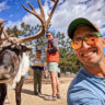 Rob Taylor and Family Doing Reindeer Selfie at Reindeer Farm Leavenworth Washington 2
