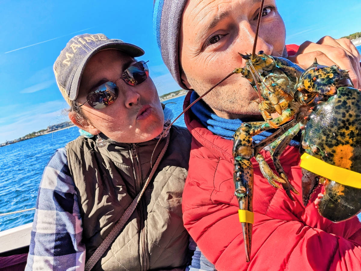 Rob Taylor and Kelly on Rugosa Lobster Tour from Kennebunkport Maine 1