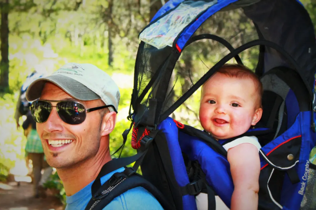 Rob Taylor and TinyMan in Hiking Pack Glacier National Park 3