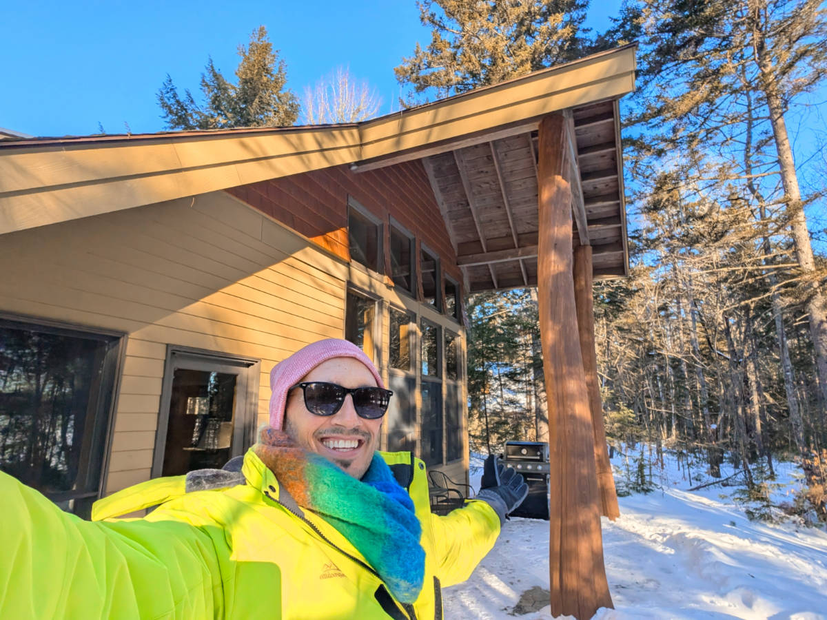 Rob Taylor at Raven Cabin at NEOC New England Outdoor Center Millinocket Maine 1