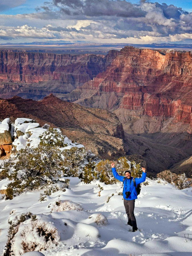 Rob Taylor at South Rim Grand Canyon National Park in the Snow Arizona ...