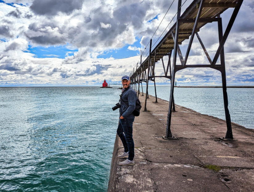 Rob Taylor at Sturgeon Bay Ship Canal Pierhead Lighthouse Door County Wisconsin 2