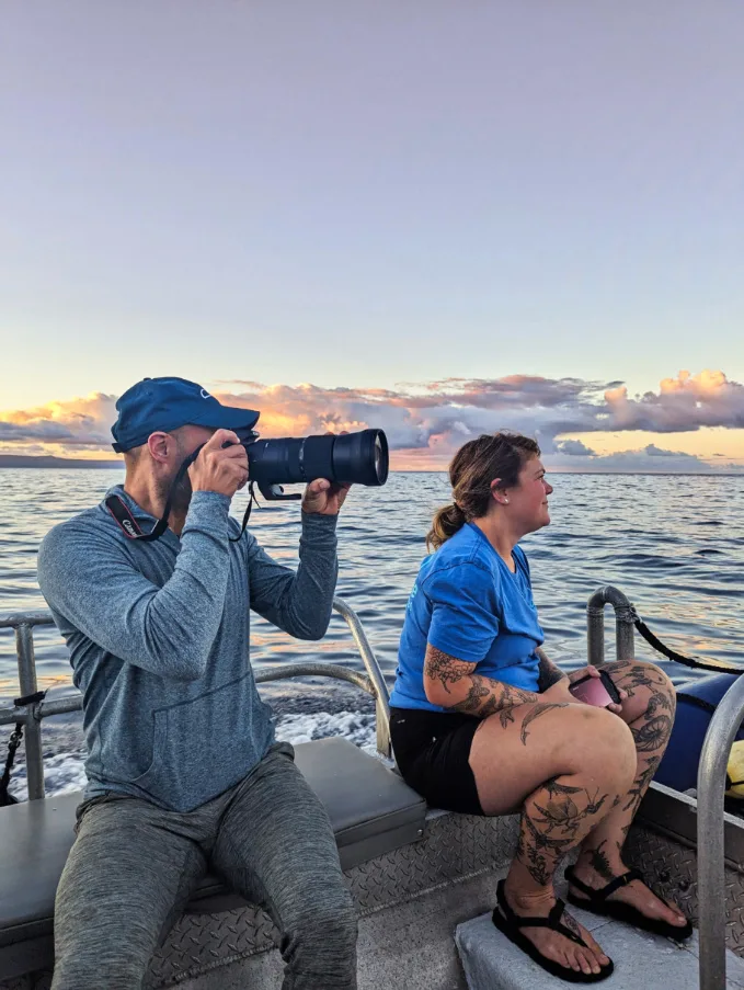 Rob Taylor doing sunrise photography on skiff from UnCruise Safari Explorer at Maui Hawaii 2