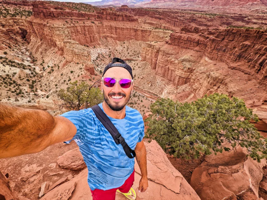 Rob Taylor hiking at Goosenecks Capitol Reef National Park Fruita Utah 1