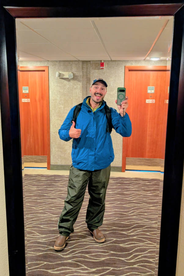 Rob Taylor in Rain Gear at Southeast Resort Sitka Alaska