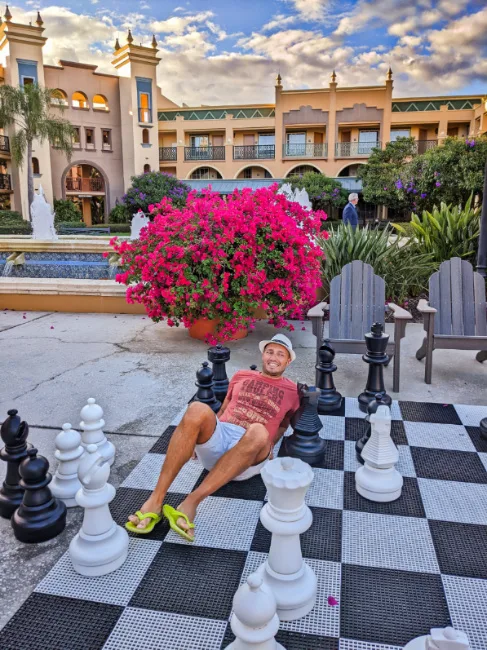 Rob Taylor on Giant Chess Board at Disneys Coronado Springs Resort 2