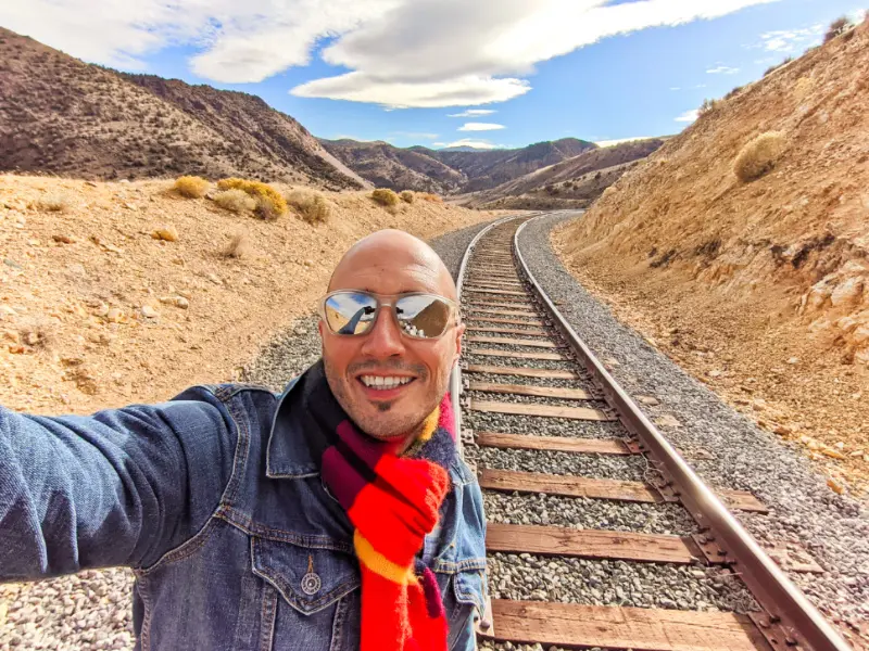 Rob Taylor on V&T Railway Tracks Rail Biking Carson City Nevada 2020 1