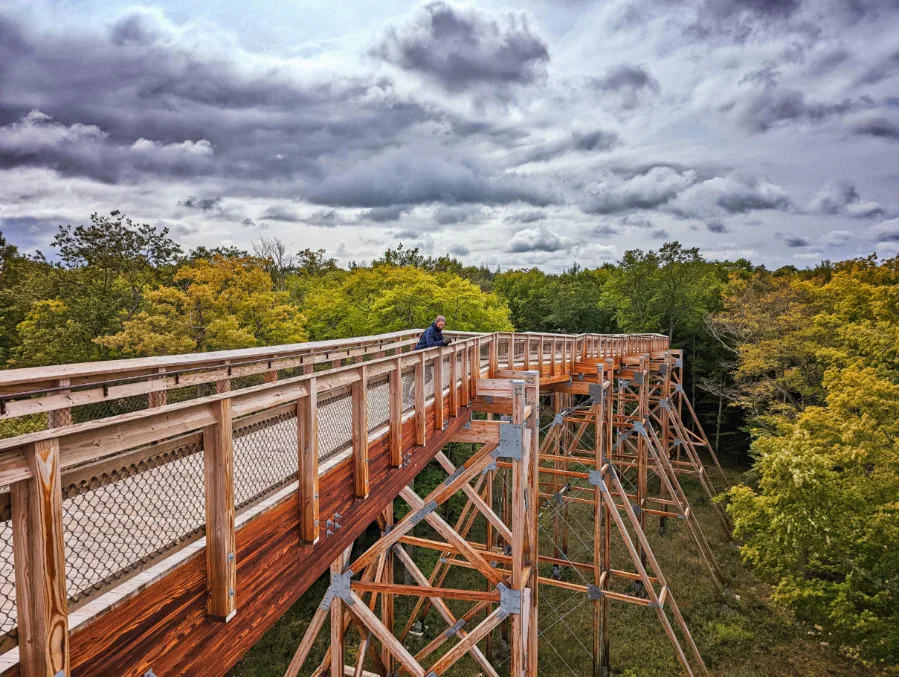 Rob Taylor on skybridge at Green Bay Observation Tower in Peninsula State Park Door County Wisconsin 1