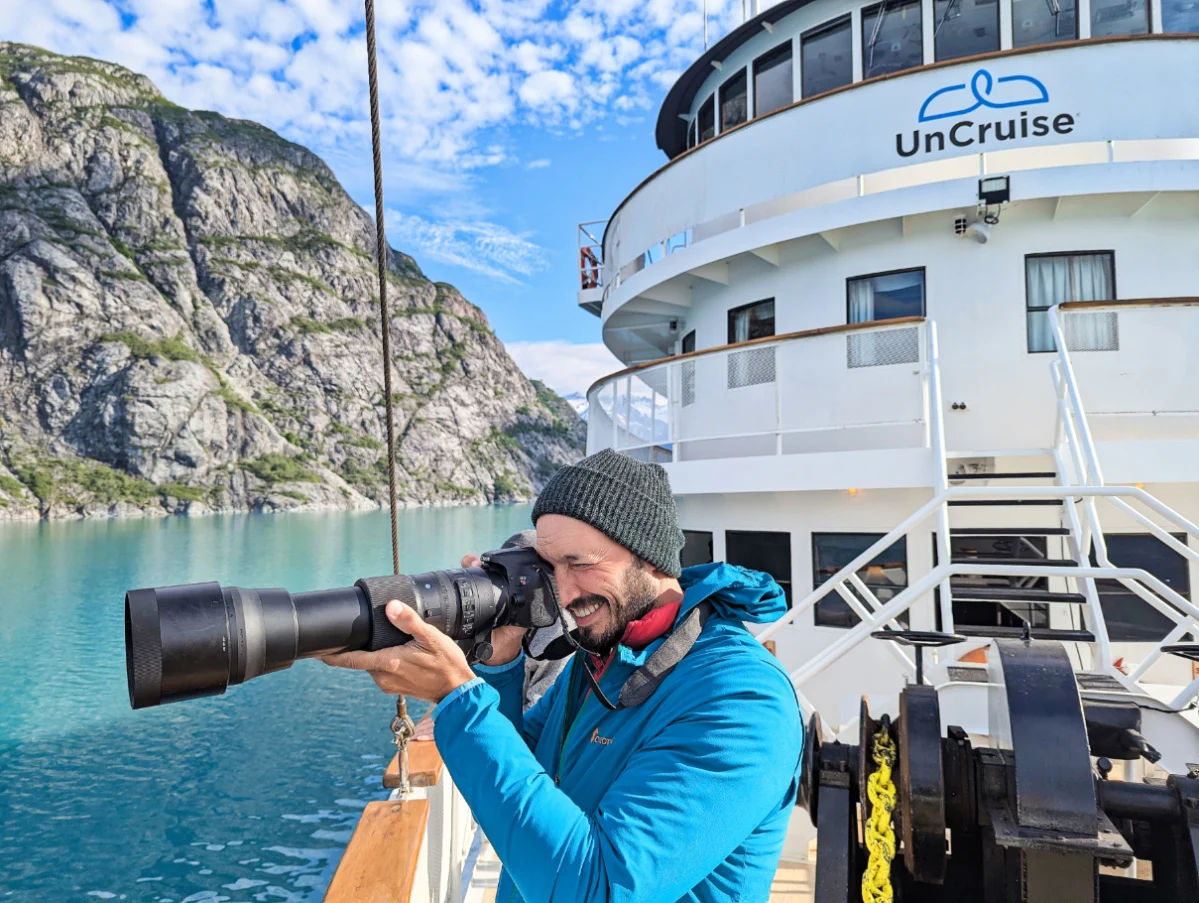 Rob Taylor taking photos in Glacier Bay National Park on UnCruise Wilderness Legacy Inside Passage Alaska 1