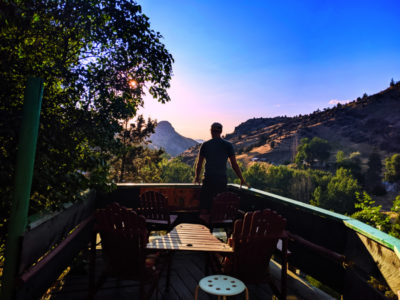 Rob Taylor watching sunset at Painted Hills Cottages Mitchell Oregon 1