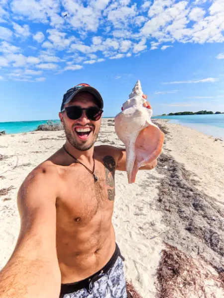 Rob Taylor with Conch at Bush Key Dry Tortugas National Park Key West Florida Keys 2020 2