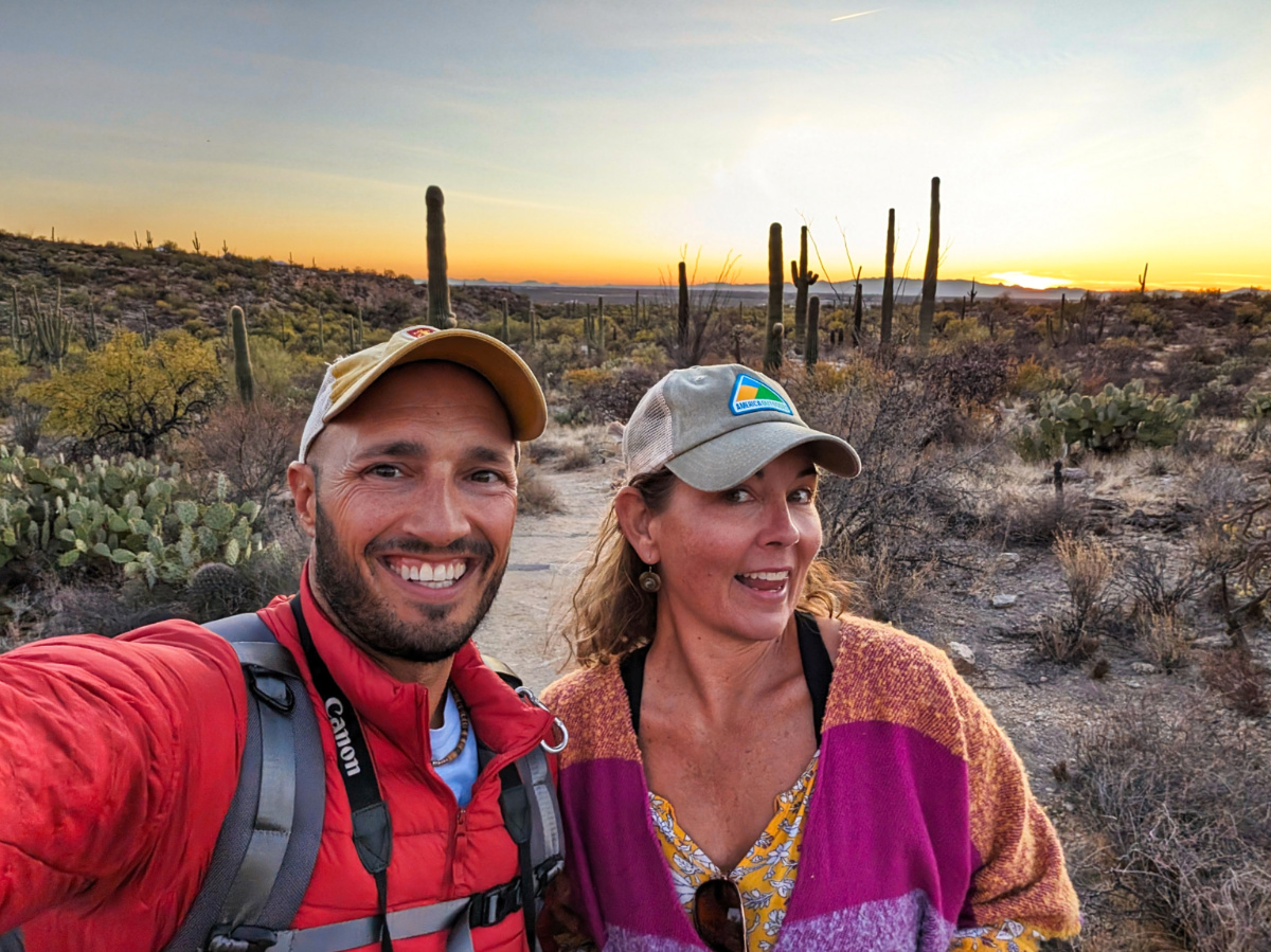 Rob Taylor with Kelly at Sunset in Saguaro National Park Arizona 1