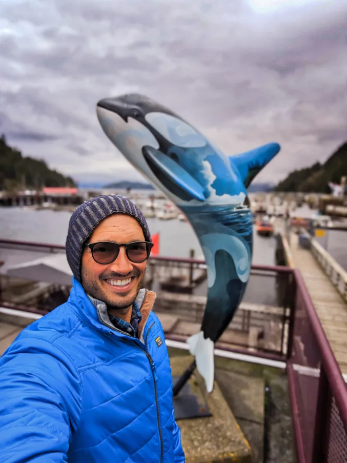 Rob Taylor with Painted Orca in Horseshoe Bay West Vancouver BC 1