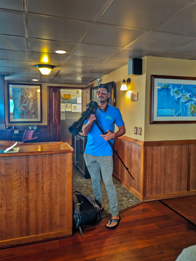 Rob Taylor with Photography gear onboard UnCruise Safari Explorer in Hawaii 1