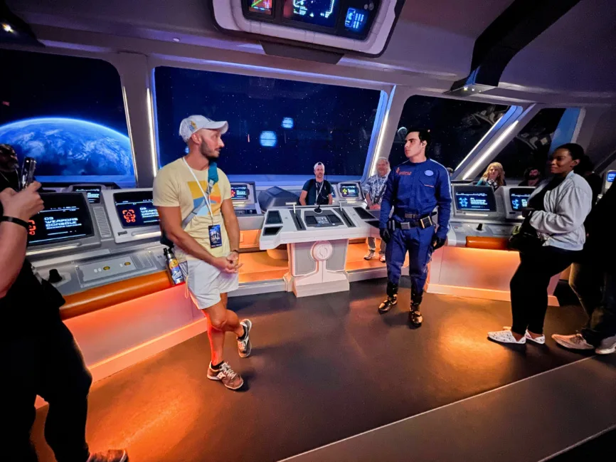 Rob Taylor with Sammy on Bridge on Star Wars Galactic Starcruiser Walt Disney World 2