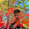 Rob Taylor with fall colors leaves in Baxter State Park Millinocket Maine 1