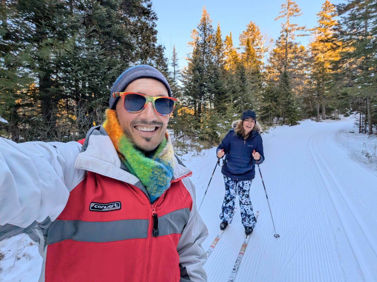 Rob and Kelly Cross Country Skiing at Sugarloaf Outdoor Center Carrabassett Valley Maine 1