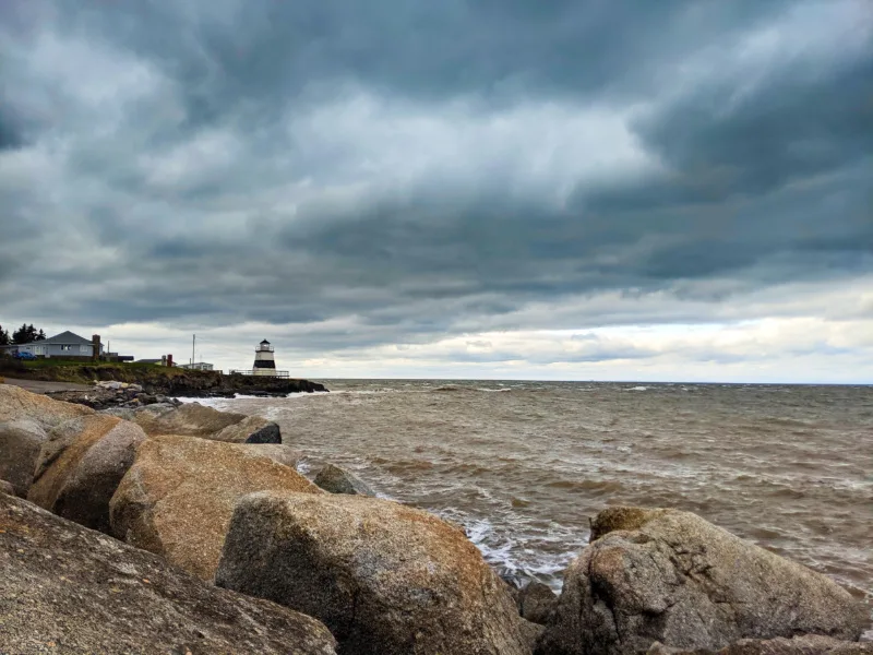 Rocky Shore and Lighthouse in Margaretsville Bay of Fundy Nova Scotia 1