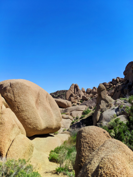 Rocky boulder landscape at Split Rock in Joshua Tree National Park California 1