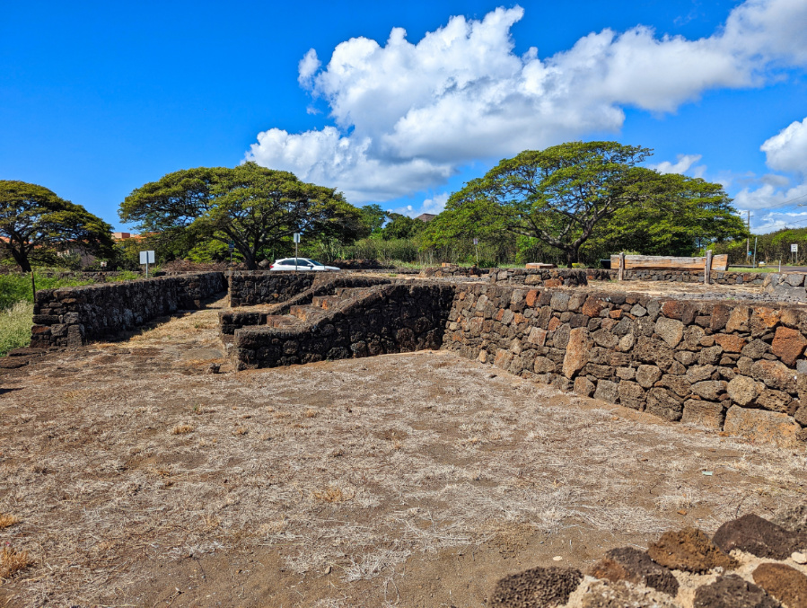 Ruins at Kāneiʻolouma Heiau Historic Tiki Carving Site Poipu Koloa South Shore Kauai Hawaii 1