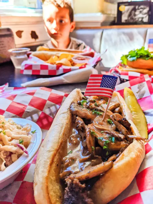 Salisbury Steak Sandwich at Betty Bombers Forsyth Park Savannah Georgia 1