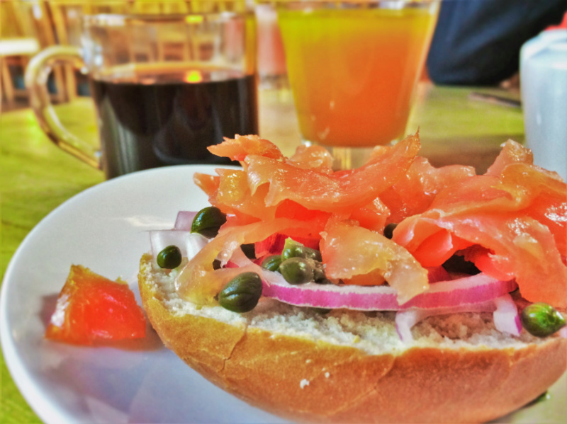 Salmon Lox Breakfast in Kingfisher Dining Room at Sleeping Lady Resort Leavenworth WA 1b