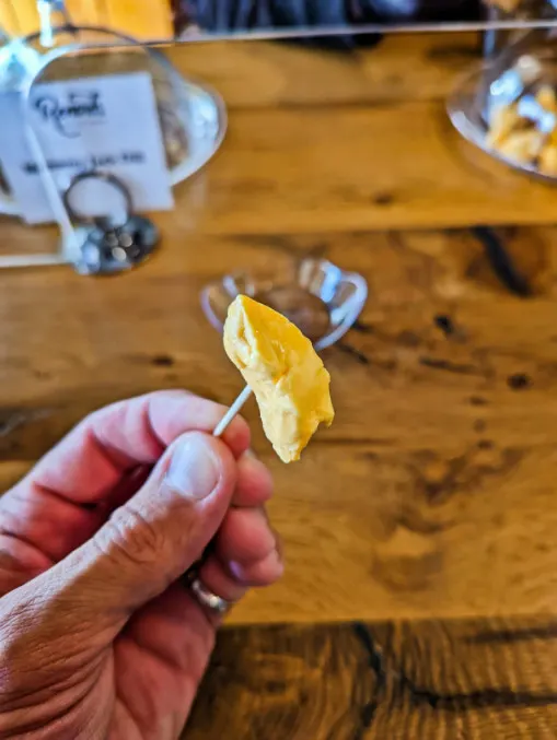 Sampling Cheese at Renards Artisan Cheese Shop Door County Wisconsin 2