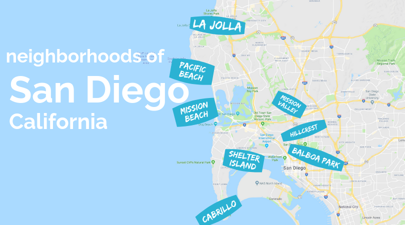 Neighborhoods map of San Diego California