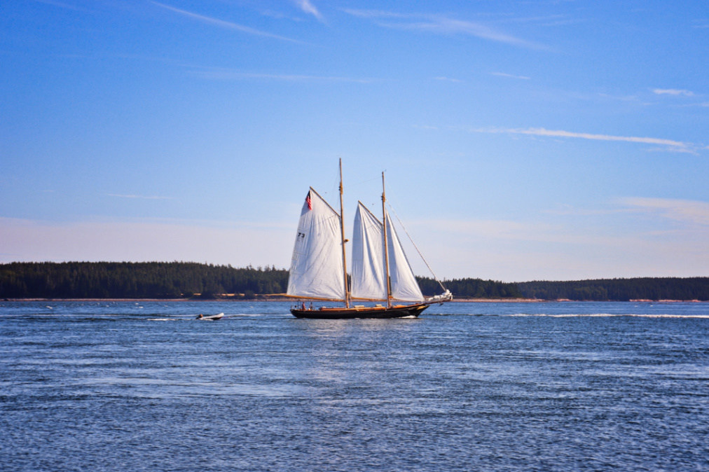 Schooner off Rocky Coast at Acadia National Park Maine 5