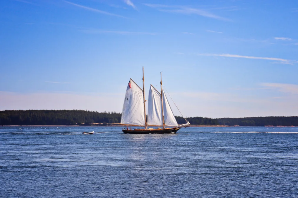 Schooner off Rocky Coast at Acadia National Park Maine 5