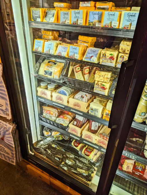 Shelves of Cheese at Wood Orchard Markt Shop Door County Wisconsin 1