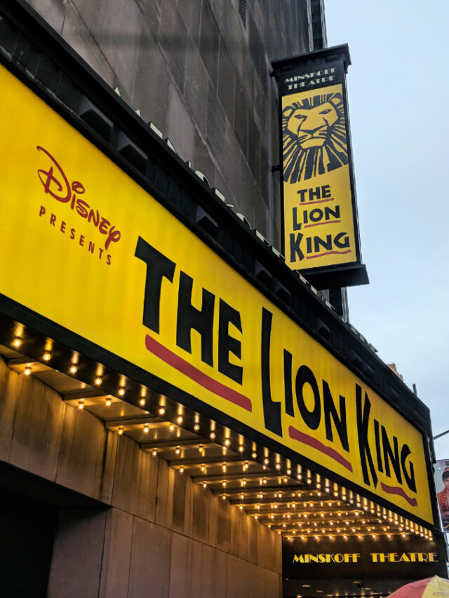 Signs for Lion King on Broadway at Minskoff Theater New York City 1