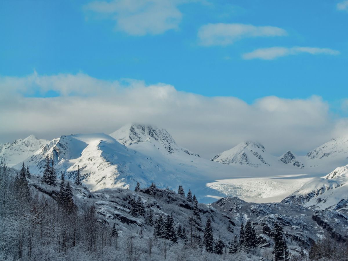 Snowy Chugach Mountains from Valdez Alaska