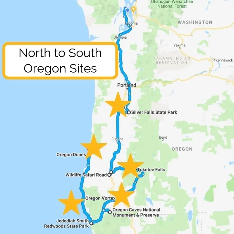 This Southern Oregon road trip itinerary includes waterfalls of the Cascades, the Oregon Caves, and highlights of the Oregon Coast. Perfect for family travel.