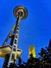 Space Needle and Chihuly Gardens of Glass at night Seattle 1