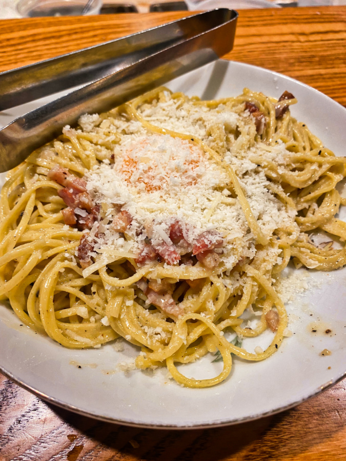 Spaghetti Carbonara at Mint Mark Italian Restaurant LGBTQ Friendly Madison Wisconsin 1
