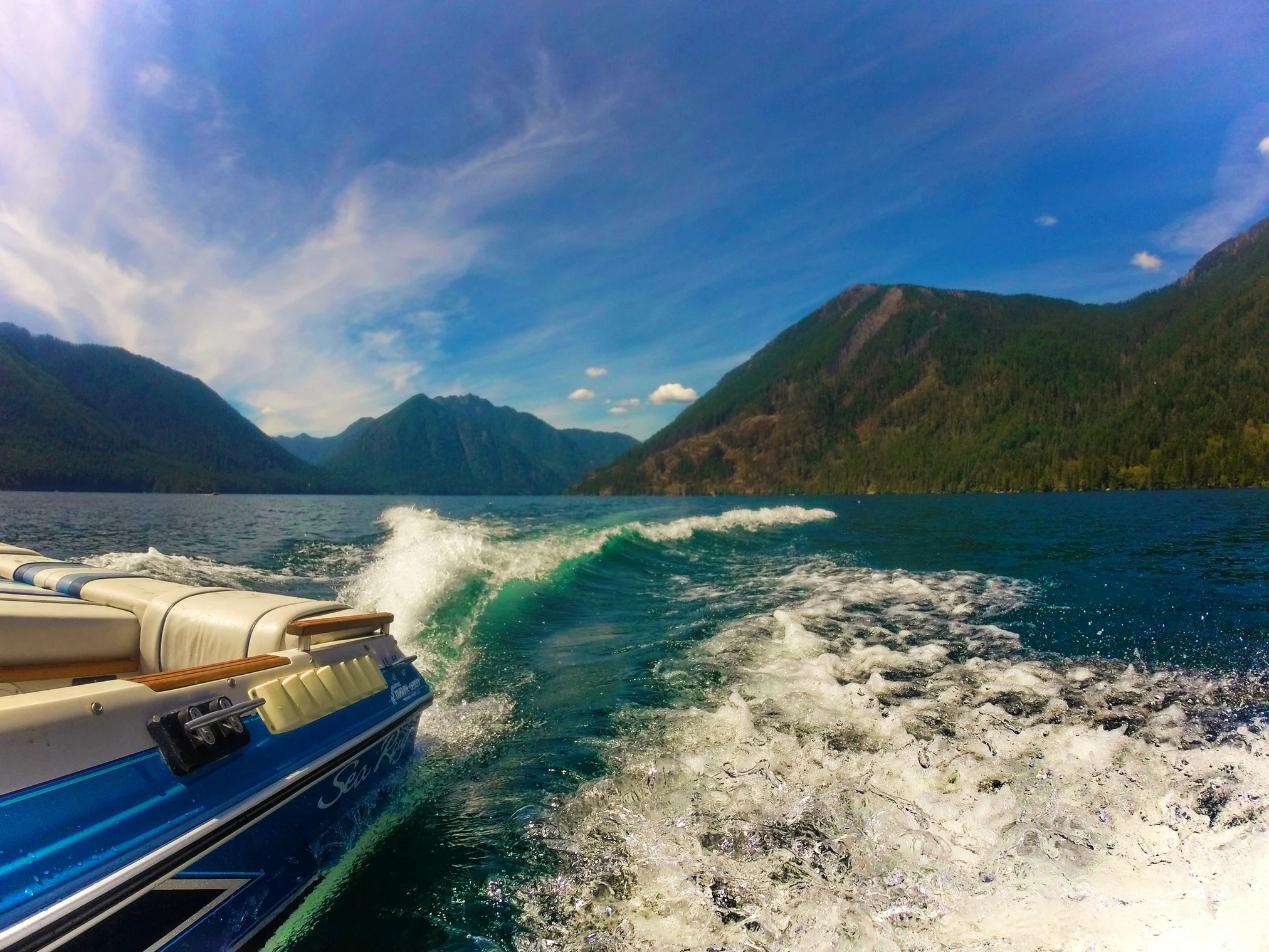 Speedboat on Lake Cushman, Olympic Peninsula