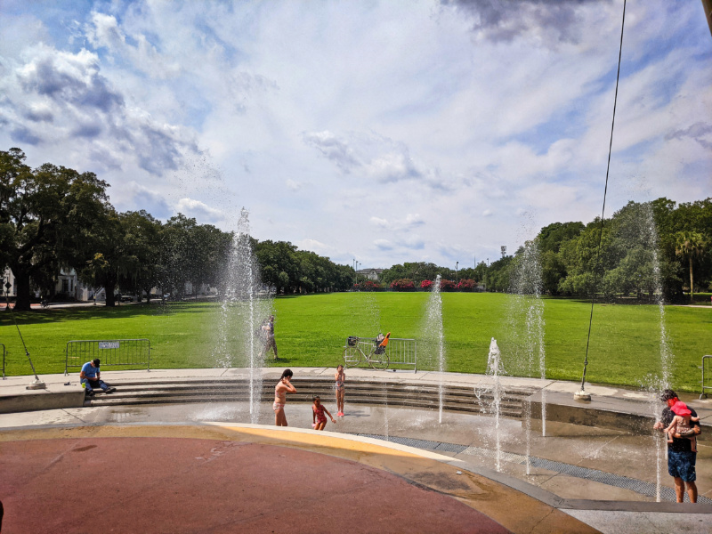 Splash Pad fountains at Forsyth Park Amphitheater Historic District Savannah Georgia 1