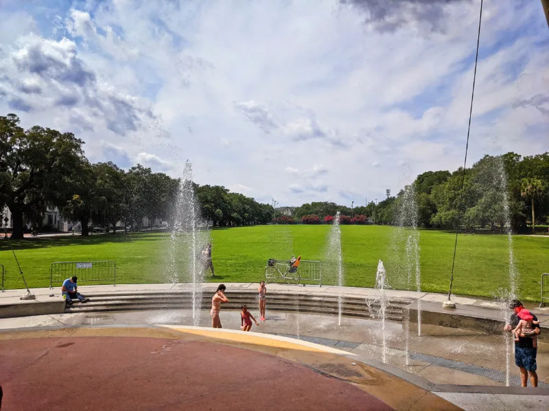 Splash Pad fountains at Forsyth Park Amphitheater Historic District Savannah Georgia 1