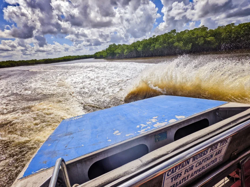 Splashing Waves at Wootens Airboat Tour Everglades National Park Florida 1