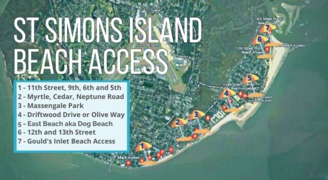 St Simons Island Beach Access Map - 2TravelDads